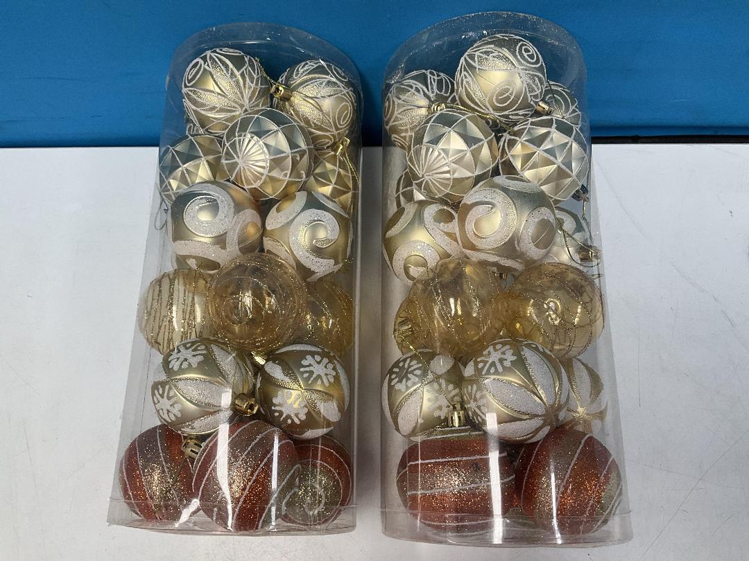 Photo '5' of Christmas Baubles - Gold Coloured, Orange/White - 2 Tubes *NEW*