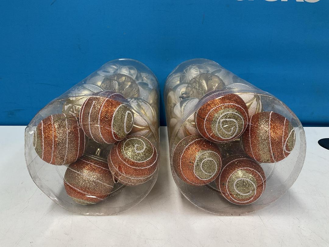 Photo '4' of Christmas Baubles - Gold Coloured, Orange/White - 2 Tubes *NEW*