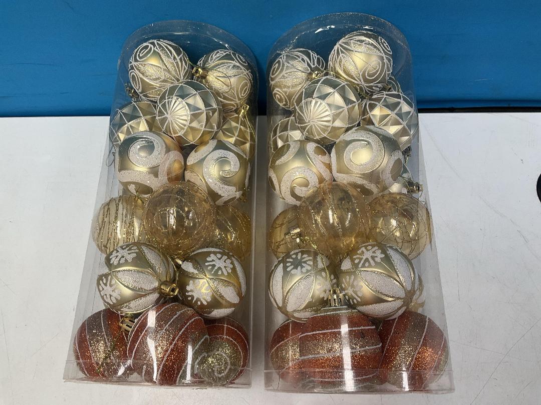 Photo '5' of Christmas Baubles - Gold Coloured, Orange/White - 2 Tubes *NEW*