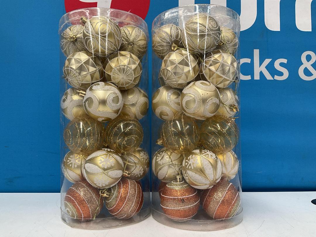 Photo '3' of Christmas Baubles - Gold Coloured, Orange/White - 2 Tubes *NEW*