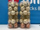Thumbnail '3' of Christmas Baubles - Gold Coloured, Orange/White - 2 Tubes *NEW*