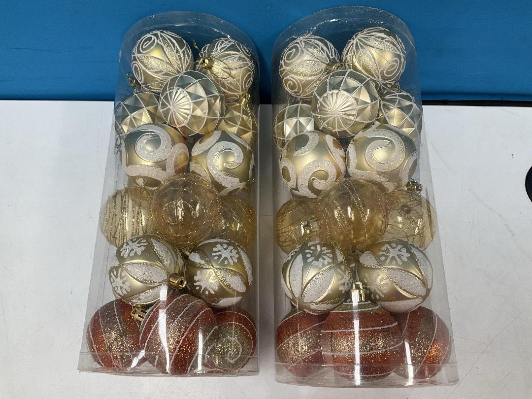 Photo '5' of Christmas Baubles - Gold Coloured, Orange/White - 2 Tubes *NEW*