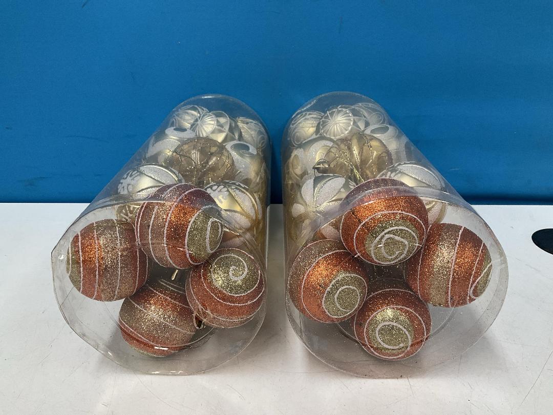 Photo '4' of Christmas Baubles - Gold Coloured, Orange/White - 2 Tubes *NEW*