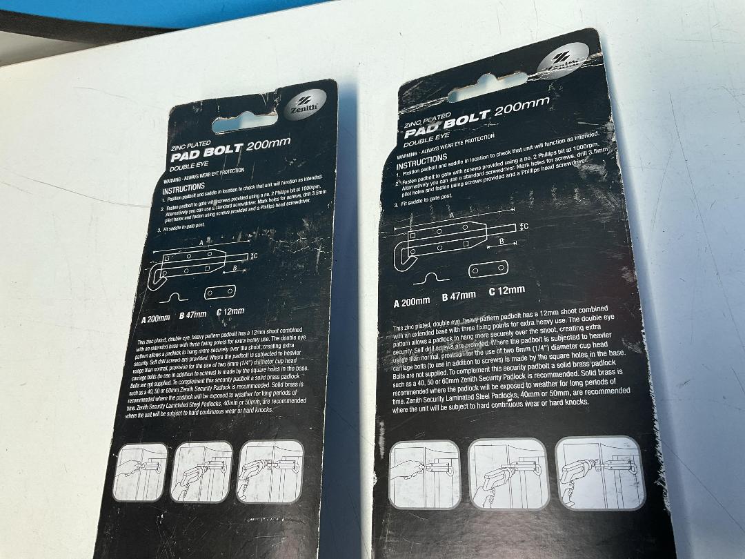 Photo '8' of 2x Zenith Double Eye Pad Bolt 200mm