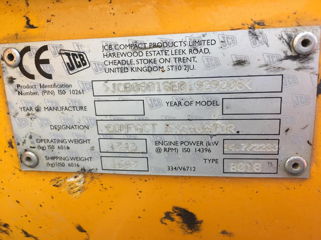 Photo '36' of JCB 8018 Excavator Photo '36' of JCB 8018 Excavator