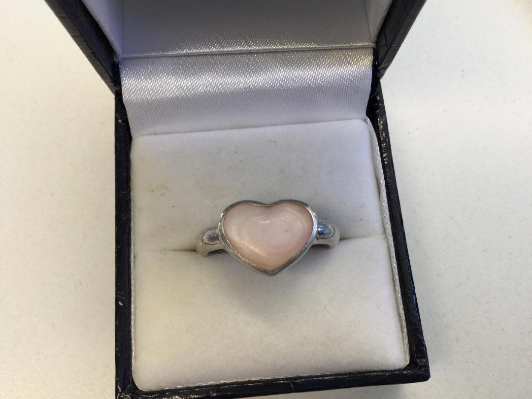 Photo '2' of Silver Coloured Ring with pink Heart stone