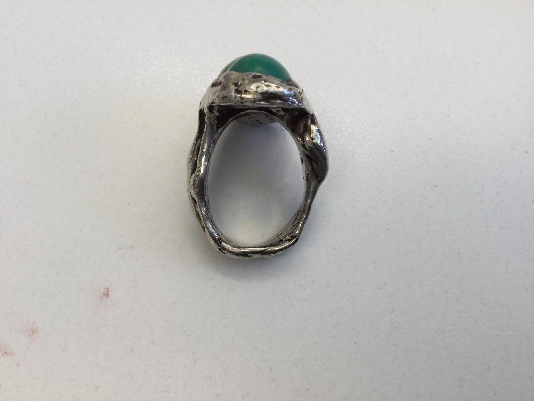 Photo '5' of Silver Coloured Ring with Green coloured stone