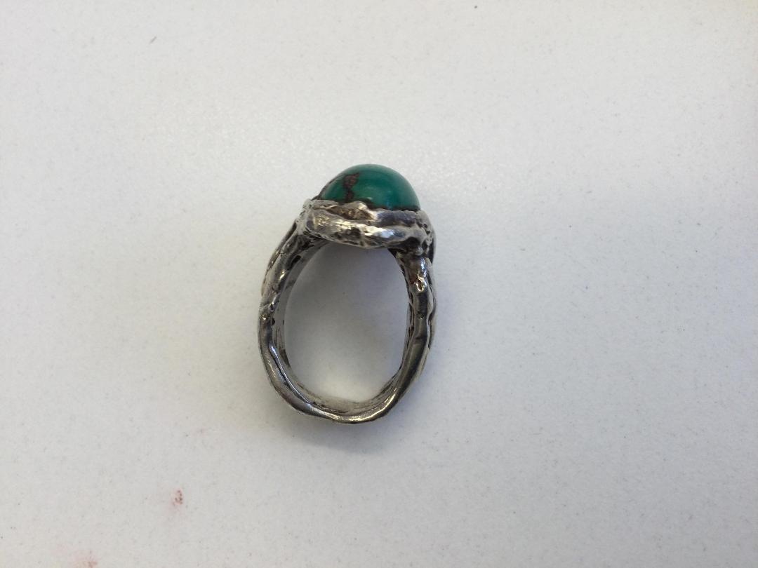 Photo '6' of Silver Coloured Ring with Green coloured stone