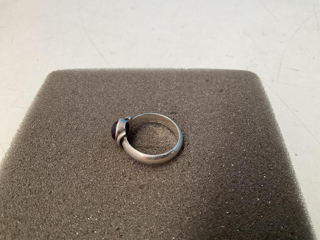 Photo '4' of Silver Coloured Ring with Red Coloured Stone