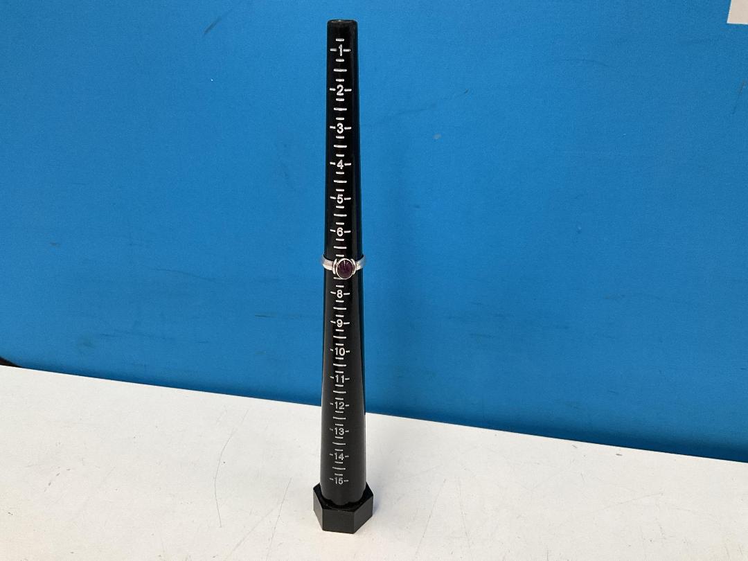 Photo '7' of Silver Coloured Ring with Red Coloured Stone