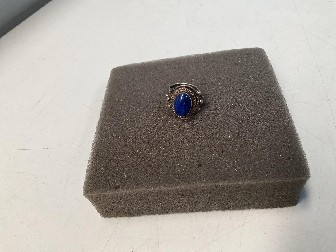 Photo '6' of Silver Coloured Ring with Blue Coloured Stone - Ring Bent Out of Shape