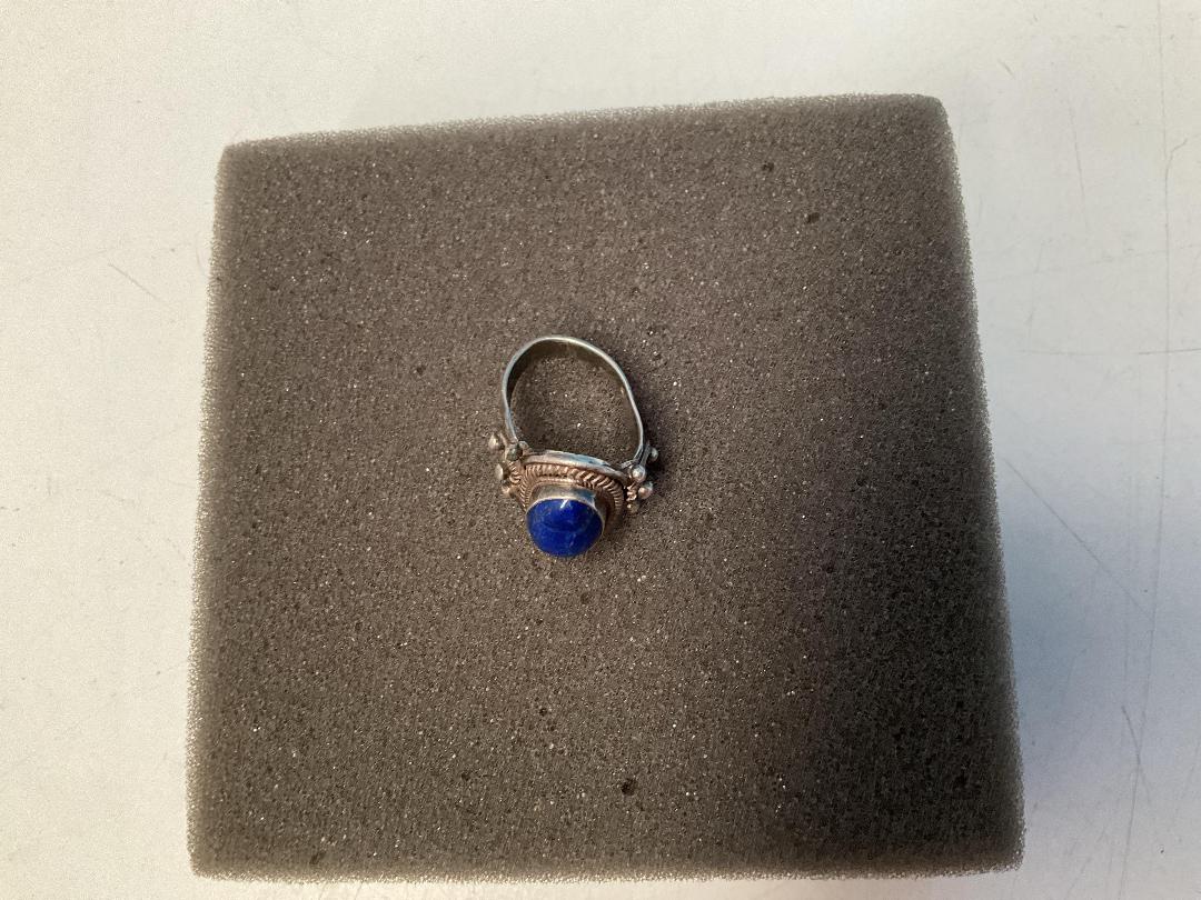 Photo '7' of Silver Coloured Ring with Blue Coloured Stone - Ring Bent Out of Shape