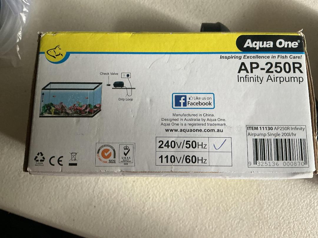 Photo '4' of Aqua One AP-250R Infinity Air Pump Photo '4' of Aqua One AP-250R Infinity Air Pump
